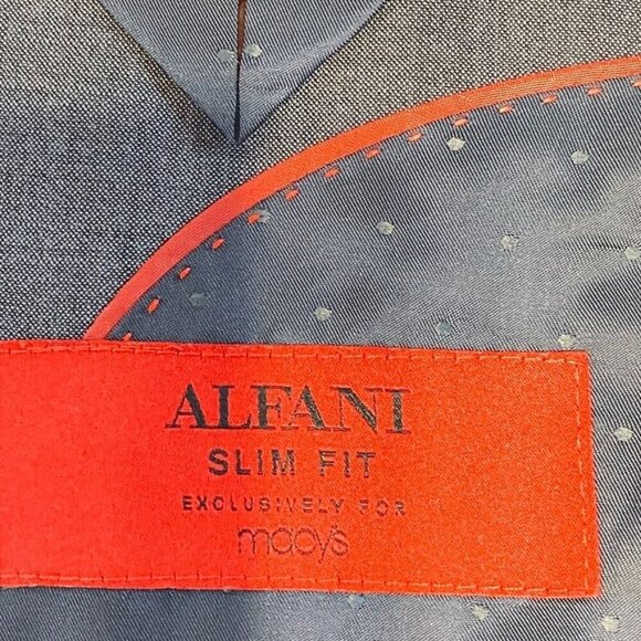 Alfani Slim Fit Blue Gray Wool Blend Mens Suit Jacket 36R Tailored  Macys Excl - Picture 9 of 9